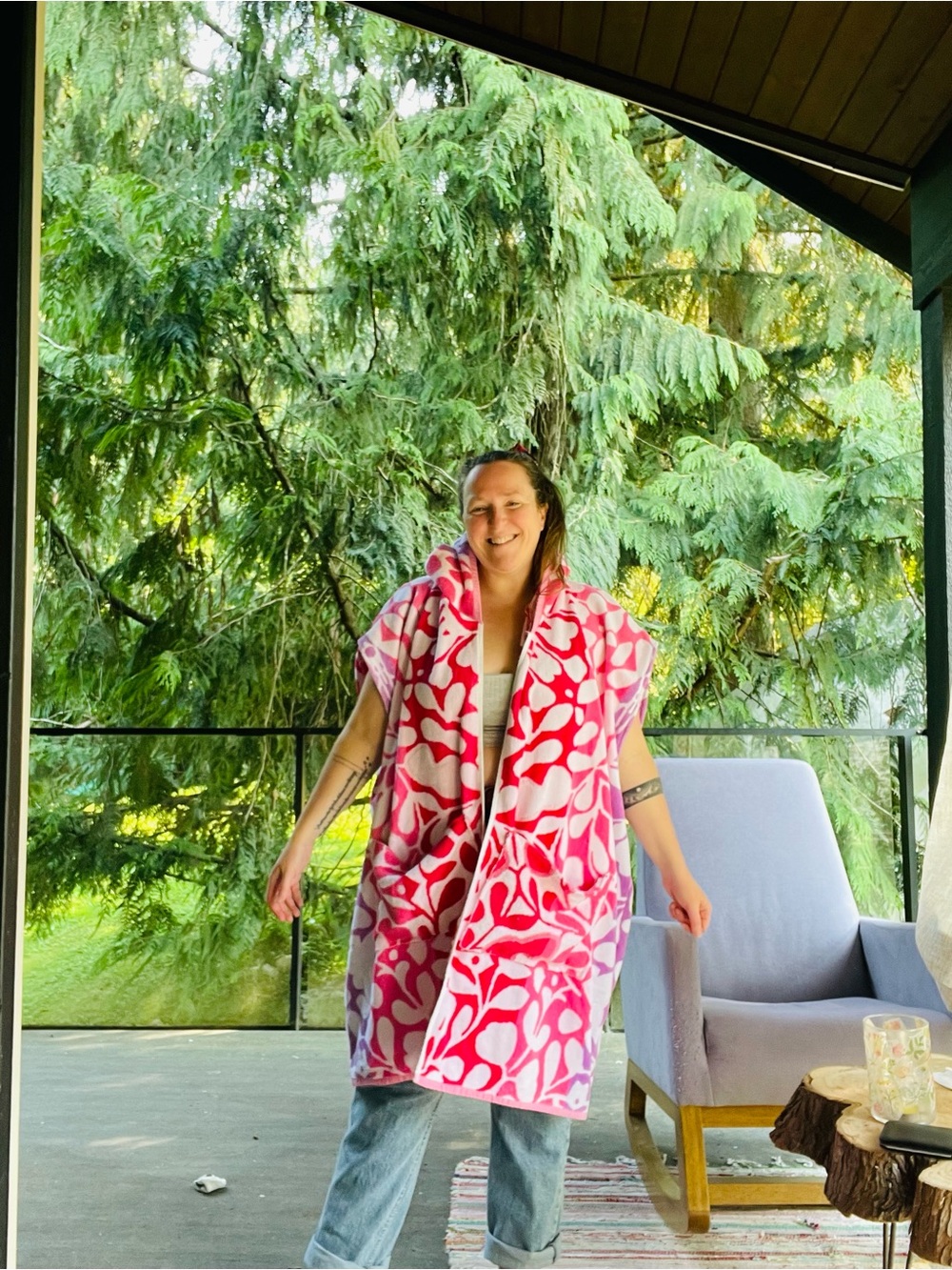 Handmade floral/mandala long towel cardigan/coverup OS